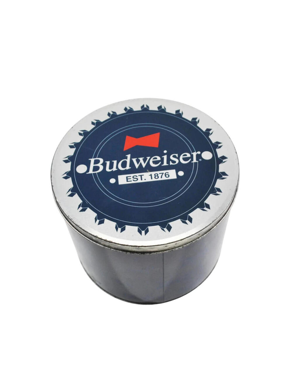 Vintage Budweiser Beer Display Decor 90s Blue Metal Tin Can